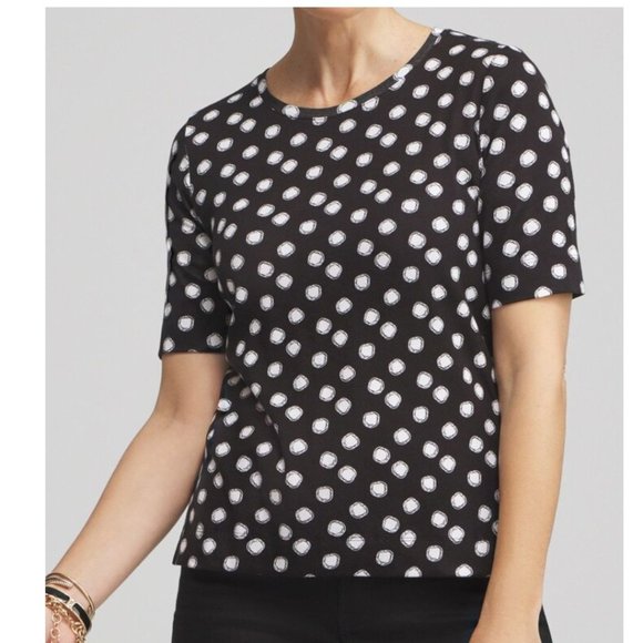 Chico's Polka Dot Everyday Elbow Sleeve Tee - NWT - Sz. 4 (20/22 XXL) - Picture 1 of 3